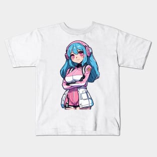 Cute bubblegum robot girl Kids T-Shirt